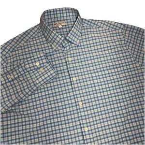 Peter Millar Shirt Mens Large Blue Purple Plaid Summer Comfort Button Down Golf